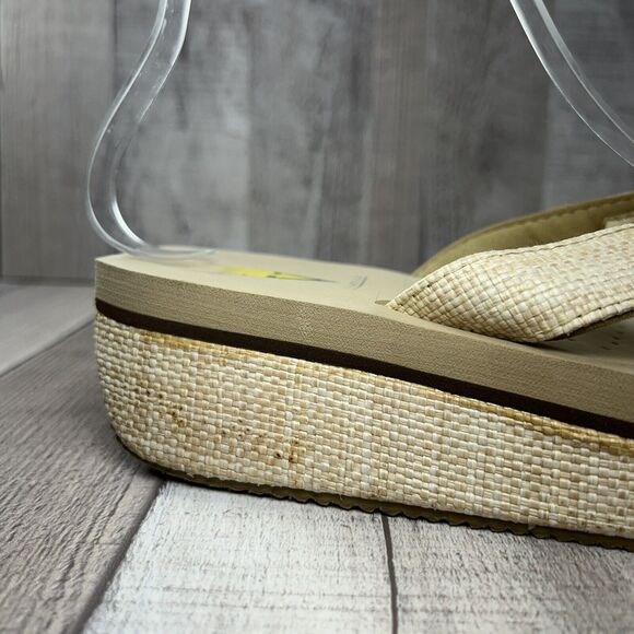 Volatile Women's Island Wedge Platform Sandals Raffia Thong Flip Flop Tan Size 8 - Picture 13 of 16